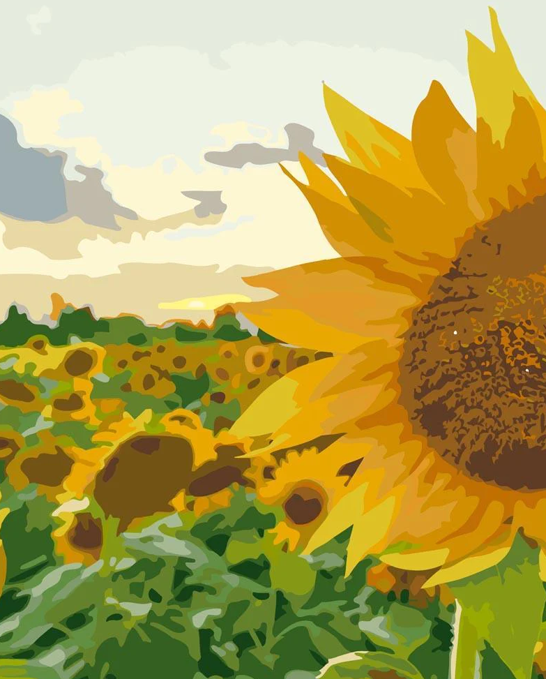 Gofission Malen Nach Zahlen Kit – Sonnenblume, 40x50 Cm, Mit Leinwand, Acrylfarben & Pinseln