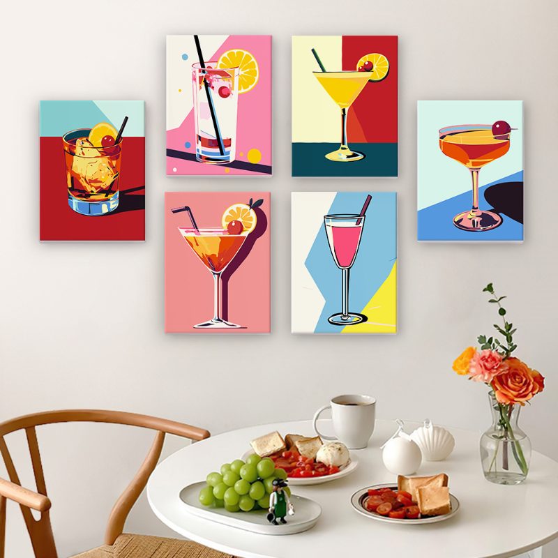 Malen Nach Zahlen Cocktail Set - 6 Leinwände Mit Acrylfarben Für Erwachsene