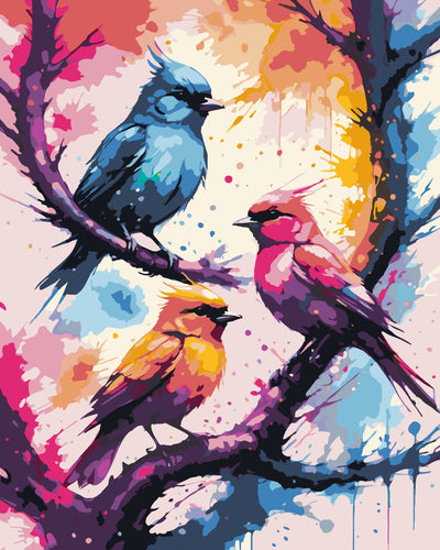 Malen nach Zahlen - Vögel im Baum | Color Splash