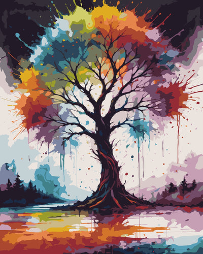 Malen nach Zahlen -  Bunter Baum | Color Splash