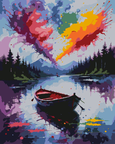 Malen nach Zahlen -  Boot am See | Color Splash