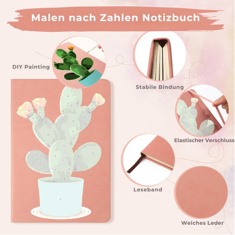 Malen nach Zahlen - Notizbuch – Kaktus