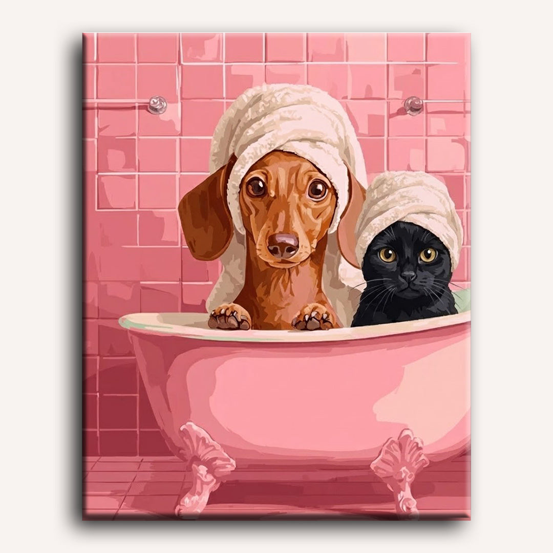 WOWDECOR Malen Nach Zahlen Katze Hund Mädchen – Ölgemälde Set Mit Rahmen, 40,6x50,8 Cm, Inkl. Pinsel & Acrylfarben, Kunsttherapie & Entspannung WOWDECOR Malen Nach Zahlen Katze Hund Mädchen – Ölgemälde Set Mit Rahmen, 40,6x50,8 Cm, Inkl. Pinsel & Acrylfarben, Kunsttherapie & Entspannung