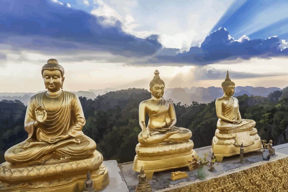 Malen nach Zahlen   3 Große Buddha Statuen