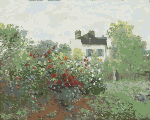 Malen nach Zahlen - Der Garten des Künstlers in Argenteuil (Ecke des Gartens mit Dahlien) - Claude Monet