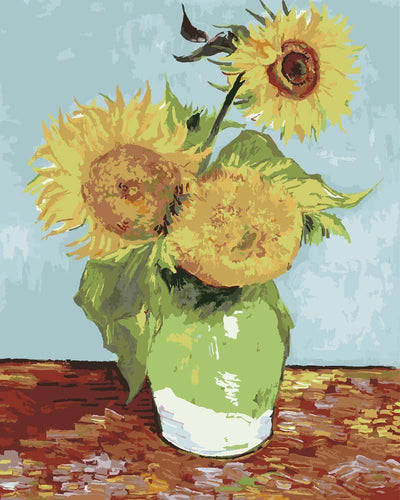Malen nach Zahlen - Drei Sonnenblumen in einer Vase - Vincent van Gogh