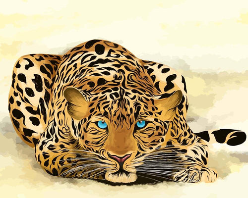 Malen nach Zahlen - Gepard mit blauen Augen