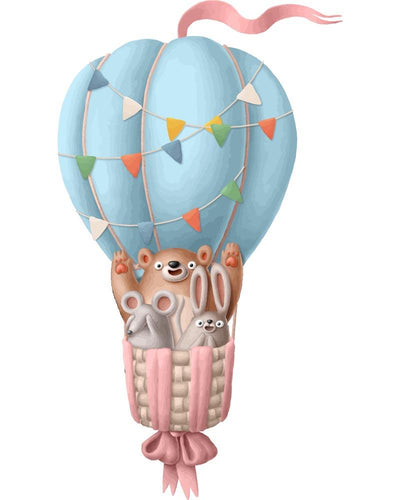 Malen nach Zahlen - Heißluftballon - Bär, Maus, Hase