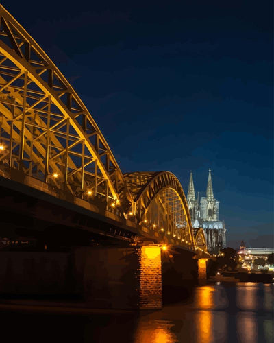 Malen nach Zahlen - Köln bei Nacht - Hohenzollern Brücke + Kölner Dom