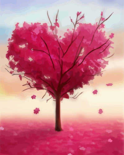 Malen nach Zahlen - Rote Liebesbaum