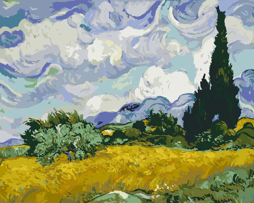 Malen nach Zahlen - Weizenfeld mit Zypressen - Vincent van Gogh