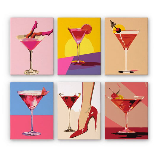 Malen nach Zahlen - Malen nach Zahlen - 6 Mini-Gemälde | schickes Cocktailset