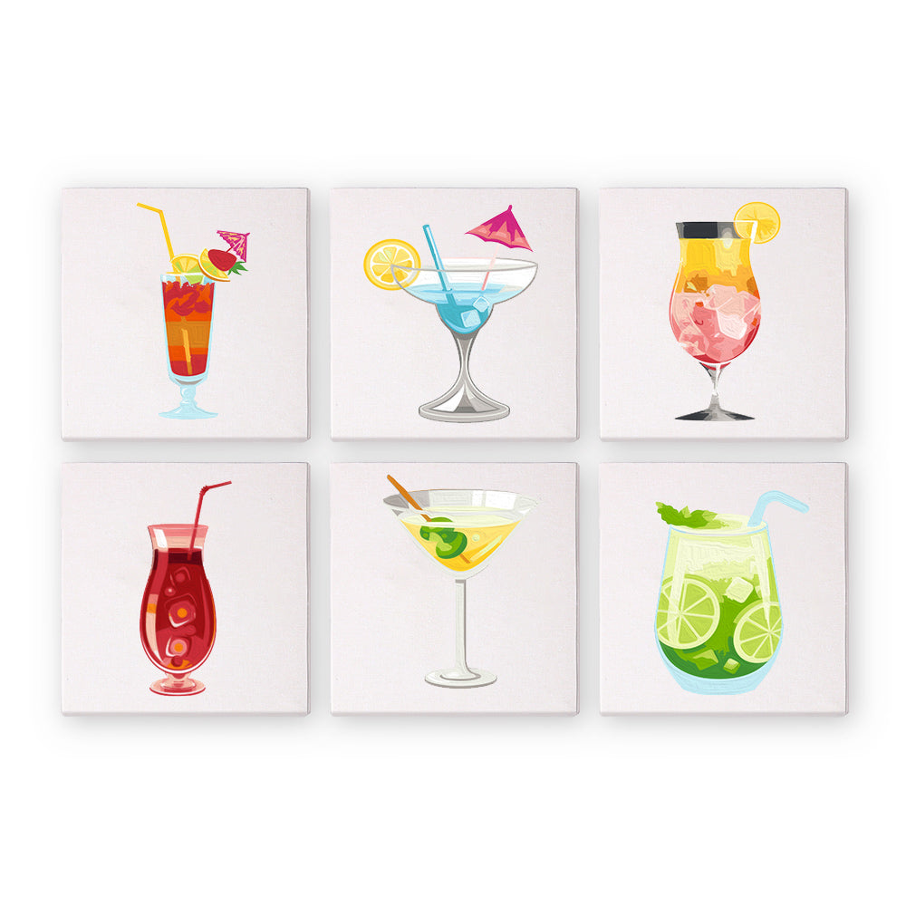 Malen nach Zahlen - Malen nach Zahlen - 6 Mini-Gemälde | Cocktail-Set