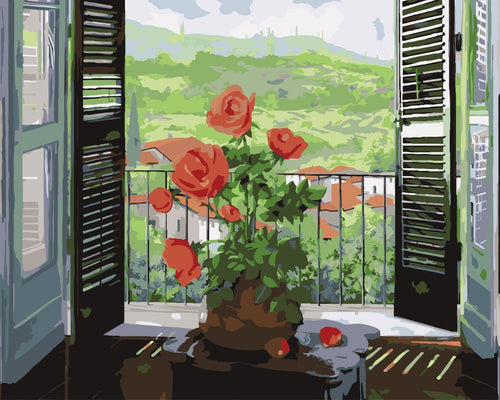Malen nach Zahlen - Malen nach Zahlen - Die Fensterläden über dem Tal - by Guido Borelli