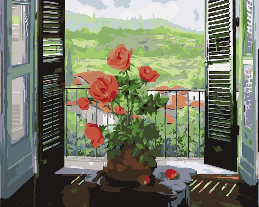 Malen nach Zahlen   Malen nach Zahlen   Die Fensterläden über dem Tal   by Guido Borelli