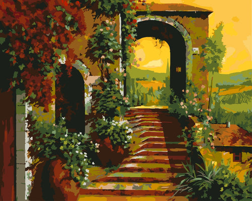 Malen nach Zahlen - Malen nach Zahlen - Die Treppe und der gelbe Himmel - by Guido Borelli