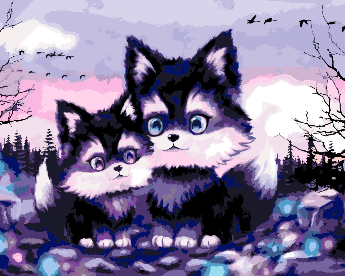 Malen nach Zahlen - Malen nach Zahlen - Wolfsbrüder - by Tiny Tami