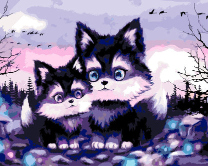 Malen nach Zahlen - Malen nach Zahlen - Wolfsbrüder - by Tiny Tami