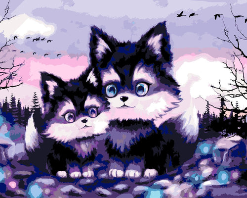 Malen nach Zahlen - Malen nach Zahlen - Wolfsbrüder - by Tiny Tami