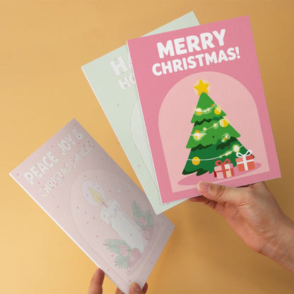 6 Mini-Gemälde auf Holzplatte – Weihnachtsgrüße Set