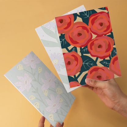 6 Mini-Gemälde auf Holzplatte – Kräftige Blüten Set
