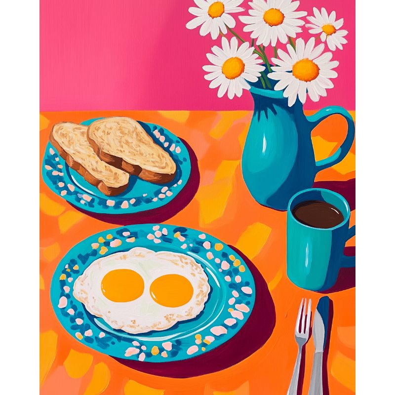 Malen nach Zahlen   Frühstück am Morgen