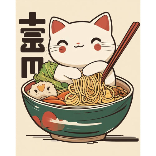 Malen nach Zahlen - Malen nach Zahlen - Glückliche Japanische Katze