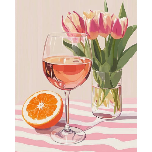 Malen nach Zahlen - Malen nach Zahlen - Orangen Wein und Tulpen