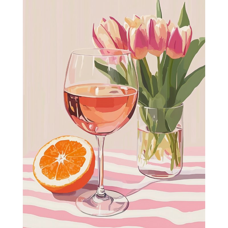 Malen nach Zahlen   Malen nach Zahlen   Orangen Wein und Tulpen