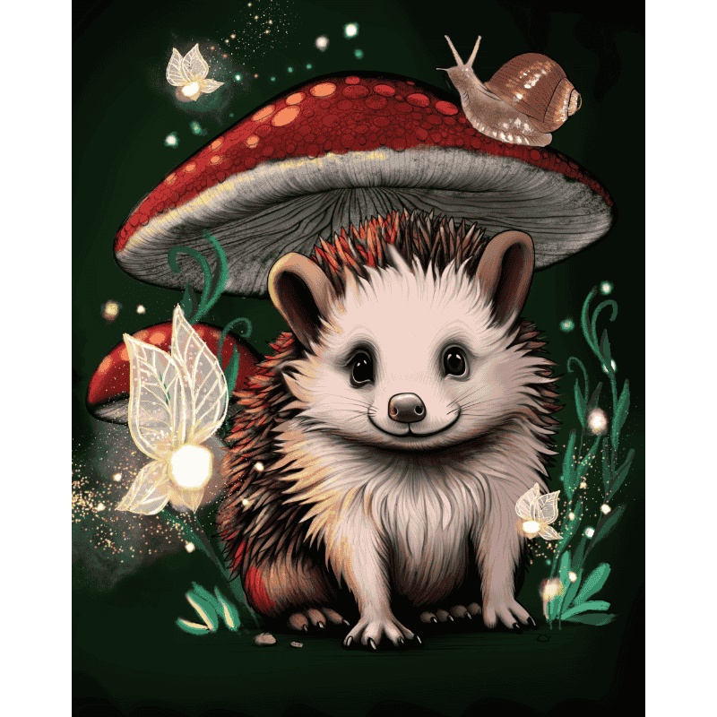 Malen nach Zahlen   Malen nach Zahlen   Igel mit Fliegenpilzen   by Tiny Tami