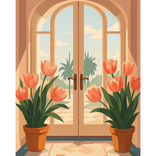 Malen nach Zahlen - Malen nach Zahlen - Tulpen vor der Haustür