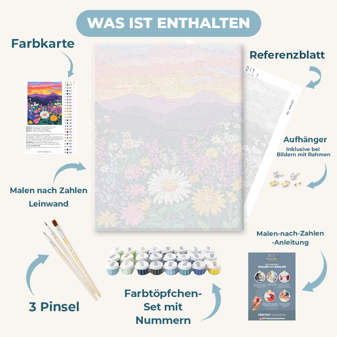 Malen nach Zahlen - Bunte Blumenlandschaft
