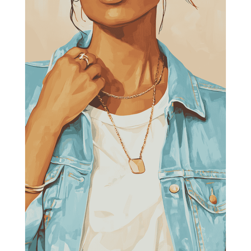 Malen nach Zahlen   Malen nach Zahlen   Mädchen in Jeansjacke