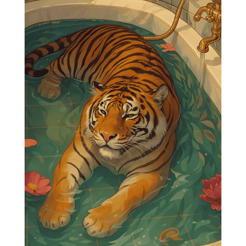 Malen nach Zahlen   Malen nach Zahlen   Tiger in der Wanne