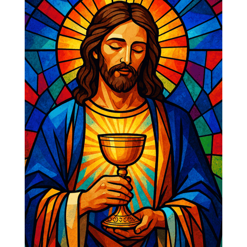 Malen nach Zahlen - Buntglas Jesus