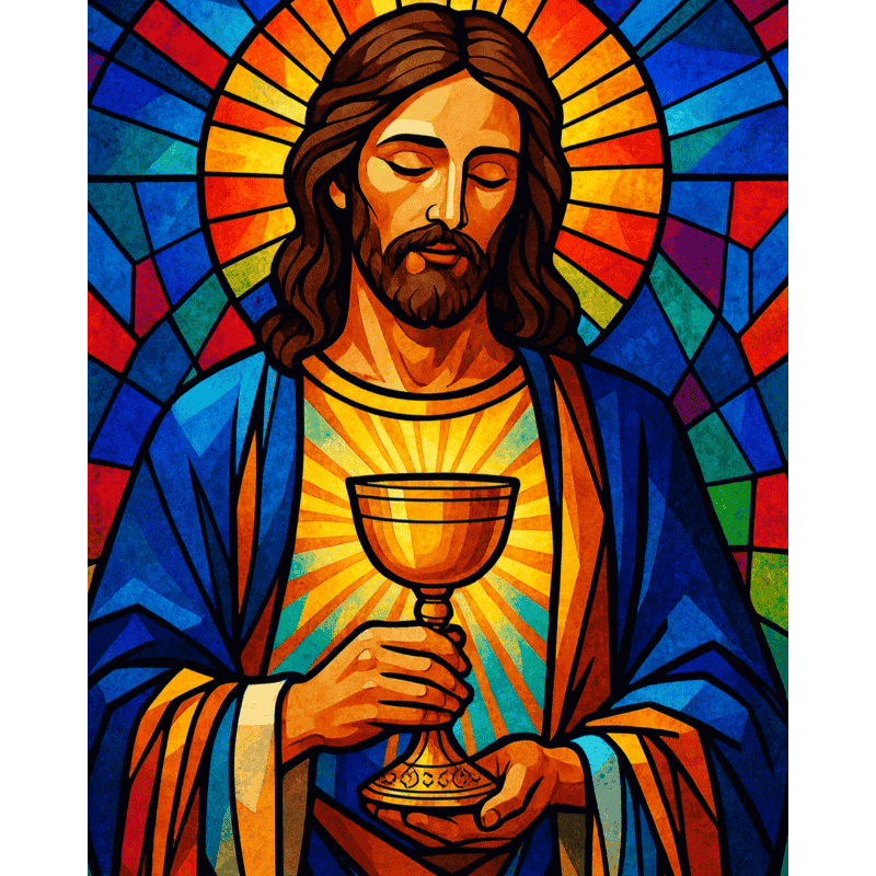 Malen nach Zahlen   Buntglas Jesus