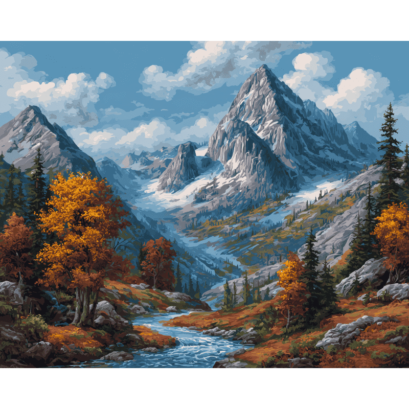 Malen nach Zahlen - Herbstliche Gipfel-Malen nach zahlen