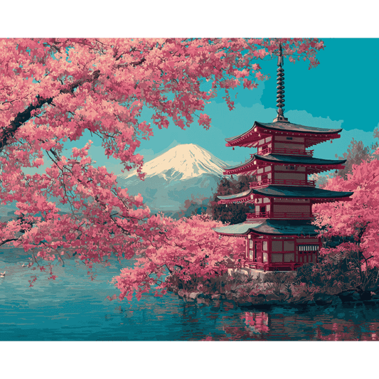 Malen nach Zahlen - Blüten des Fuji-Malen nach zahlen