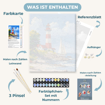 Malen nach Zahlen - Leuchtturm & Segelboot