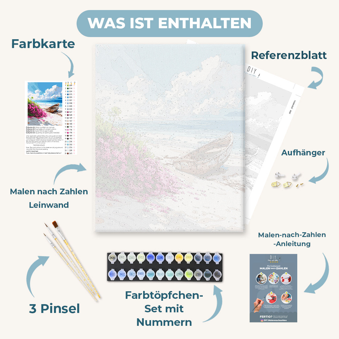 Malen nach Zahlen - Rostiges Boot am Strand