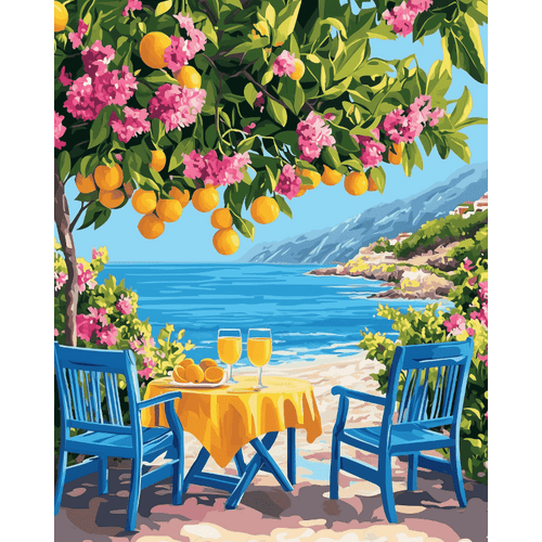 Malen nach Zahlen - Zitrusfrüchte am Meer