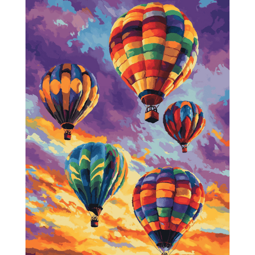 Malen nach Zahlen - Bunte Heißluftballons