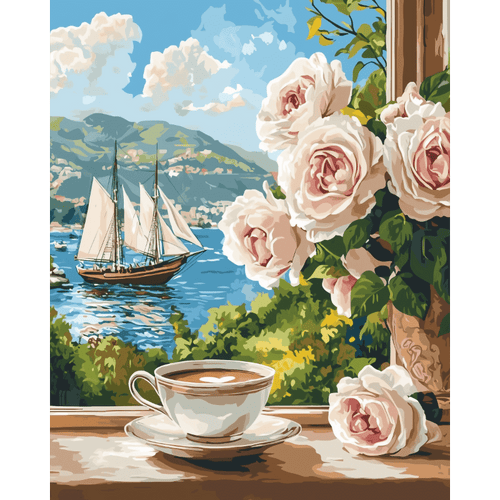 Malen nach Zahlen - Kaffee am Fenster