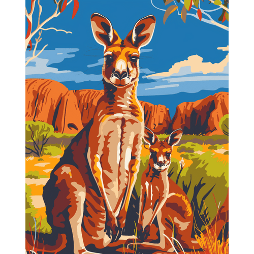 Malen nach Zahlen - Australische Kängurus