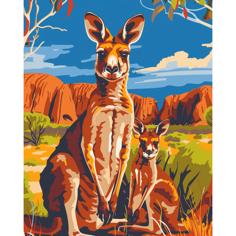 Malen nach Zahlen   Australische Kängurus