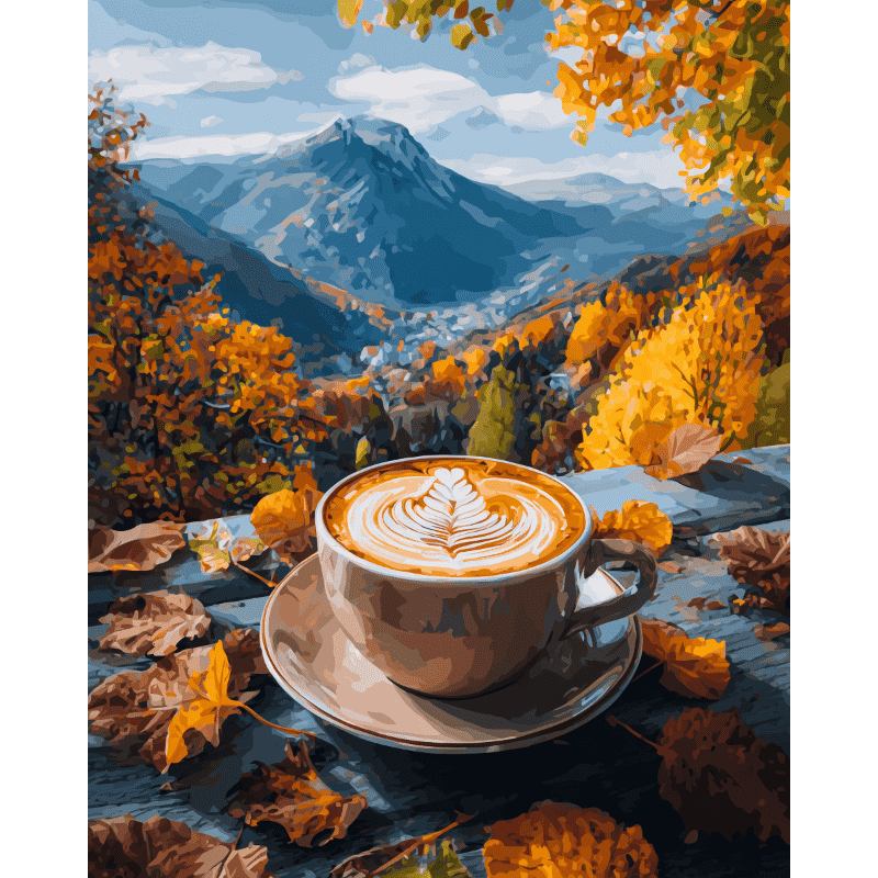 Malen nach Zahlen - Kaffee in den Alpen-Malen nach zahlen
