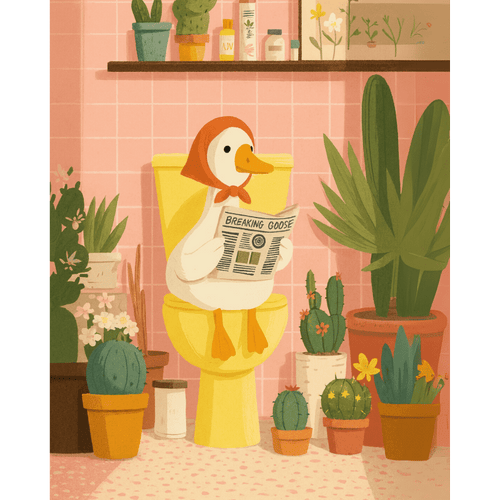 Malen nach Zahlen - Die weiße Gans auf der Toilette