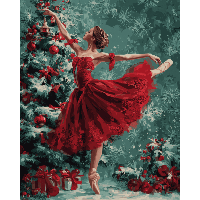 Malen nach Zahlen   Ballerina in Rot