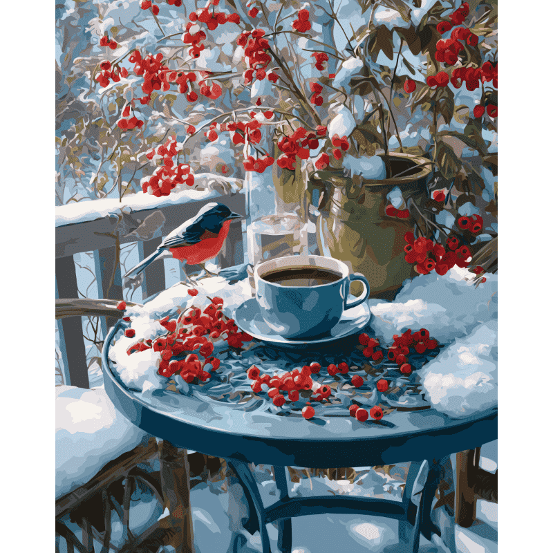 Malen nach Zahlen   Eine verschneite Terrasse