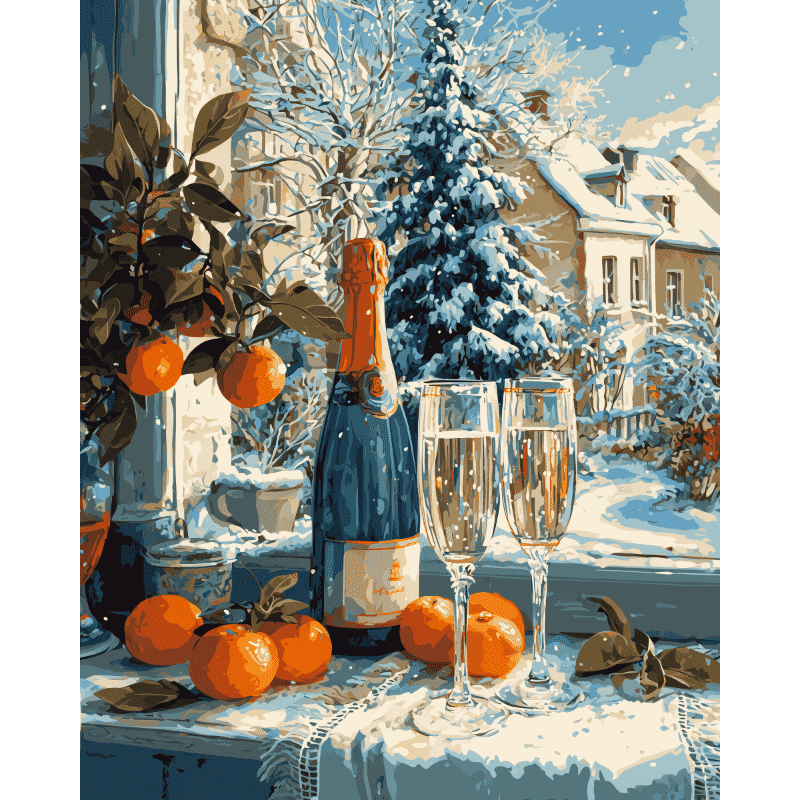 Malen nach Zahlen   Weihnachtschampagner